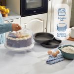 Mainstays 12 inch Clear Cake Carrier with 2pk 9 inch Gray Round Pans, Carbon Steel - Image 2