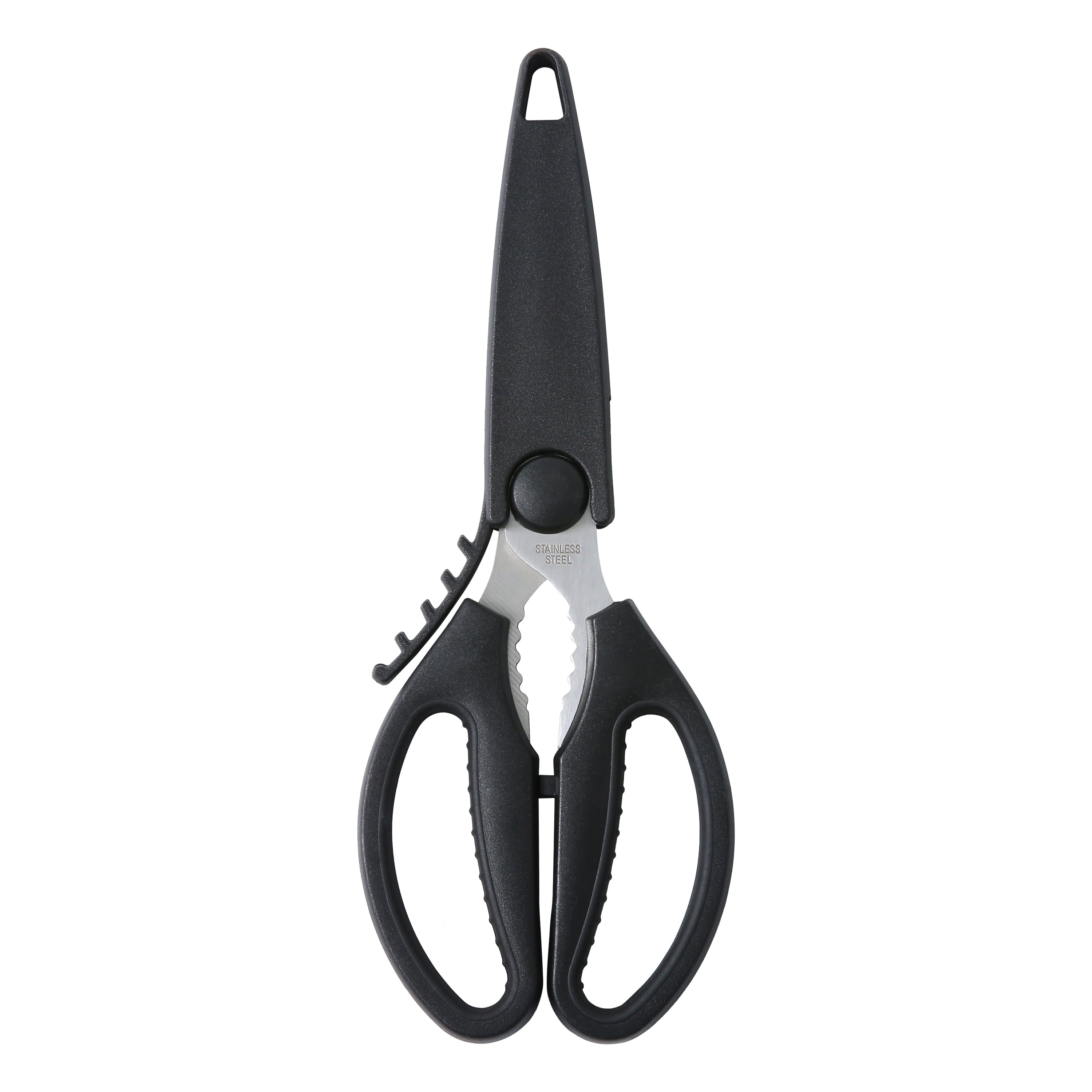 MS-SHEARS_28368eb1-9d3a-4903-8008-3c2224f128ea.c7db818cbbb3db390ae64407385f9c50 Mainstays Black Handle Stainless Steel Multi-Purpose 8.6in Kitchen Shears