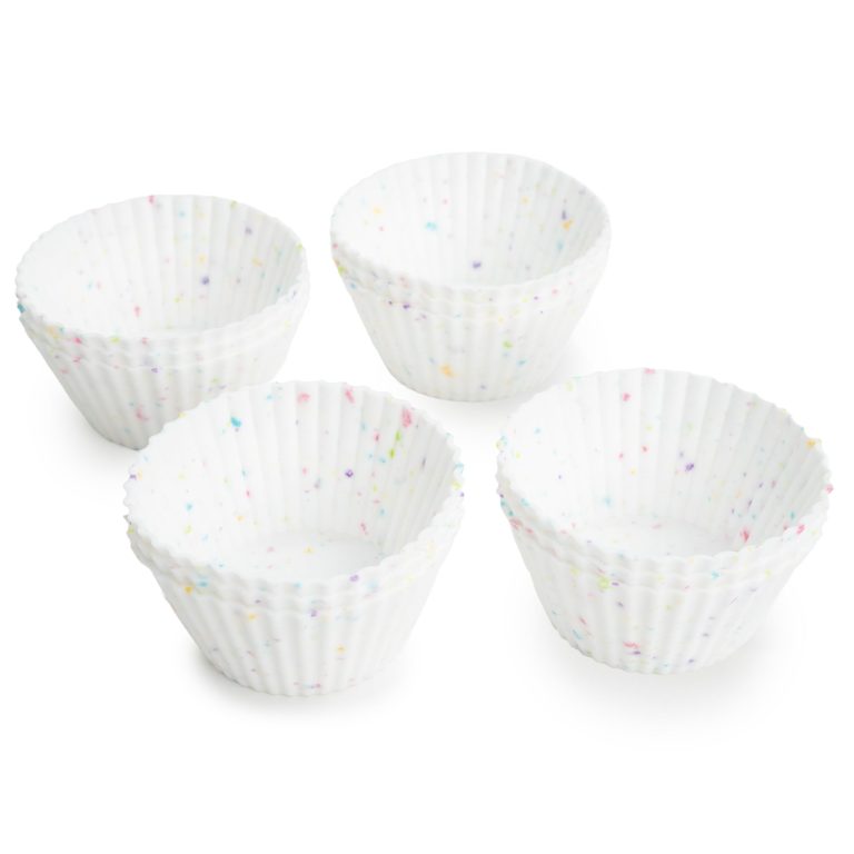 S&T Inc. Reusable Non-Stick Silicone Baking Cups (12 Pack) - Standard Size - Confetti