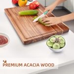 DYTesa Acacia Wood Cutting Board with Juice Groove, 24"x 18"x 1.2" Extra Large & Thick Butcher Block, Kitchen Chopping Board for Meat Veggies Fruit - Image 2